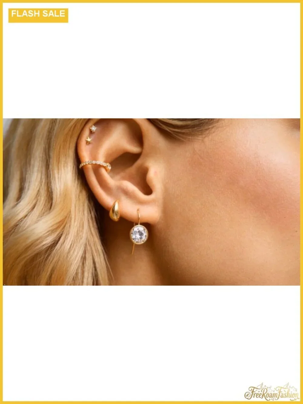 Gold Plated Bezel Set Drop Earrings with Cubic Zirconia for Women